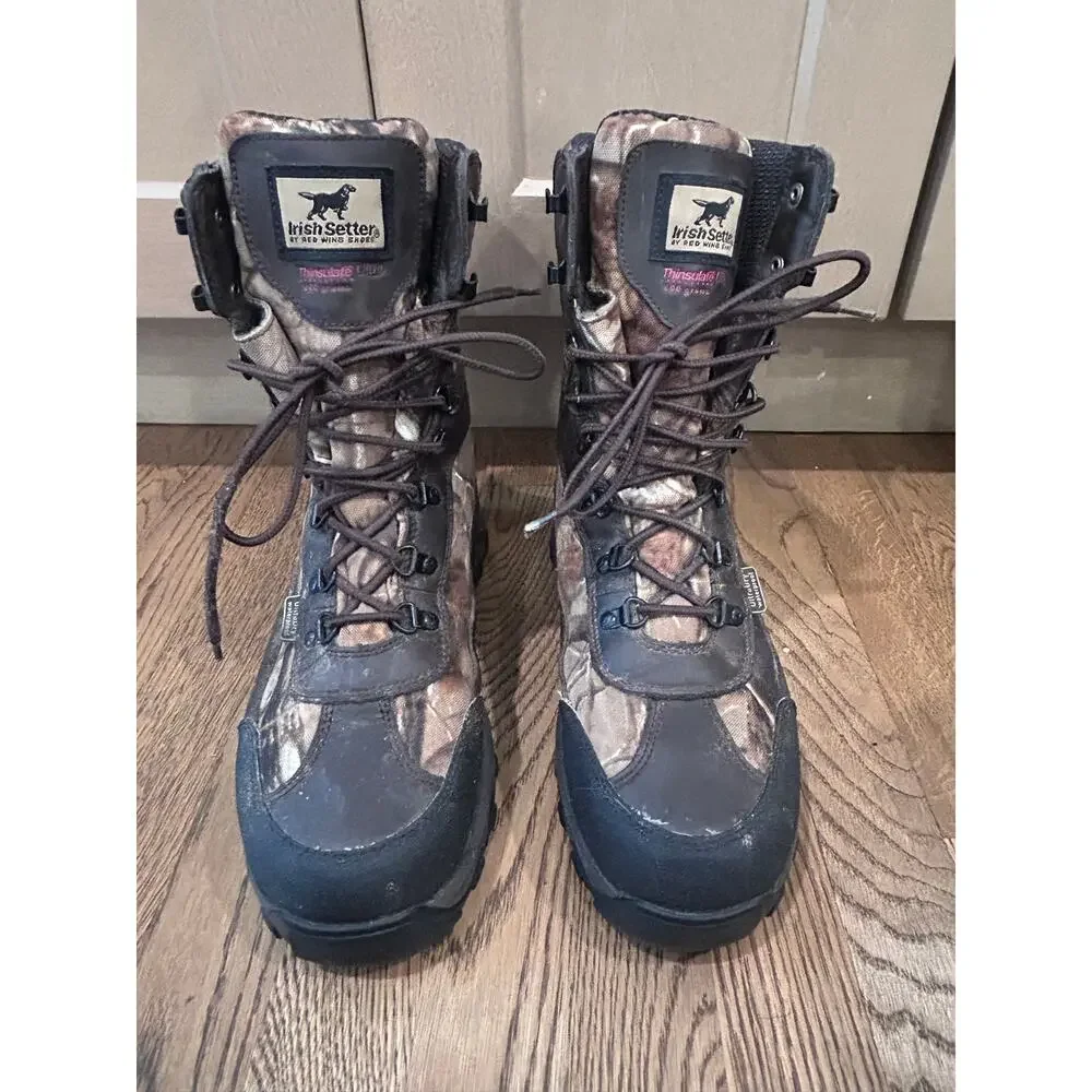 Irish Setter Gunflint Hunting Boots Sz10 Insulated 600g Camo Red Wing Waterproof